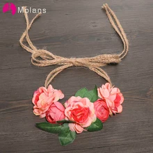 Элегантный Цветочный Пояс для новобрачных в форме листьев пиона, платье с ремнем, пояс из пеньковой веревки, свадебные аксессуары