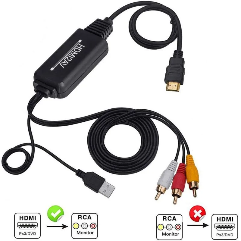 1080P HDMI to AV Line Tricolor Connector Computer Millet Barley Box Video HD Interface to Old TV Chromatic Converter Line