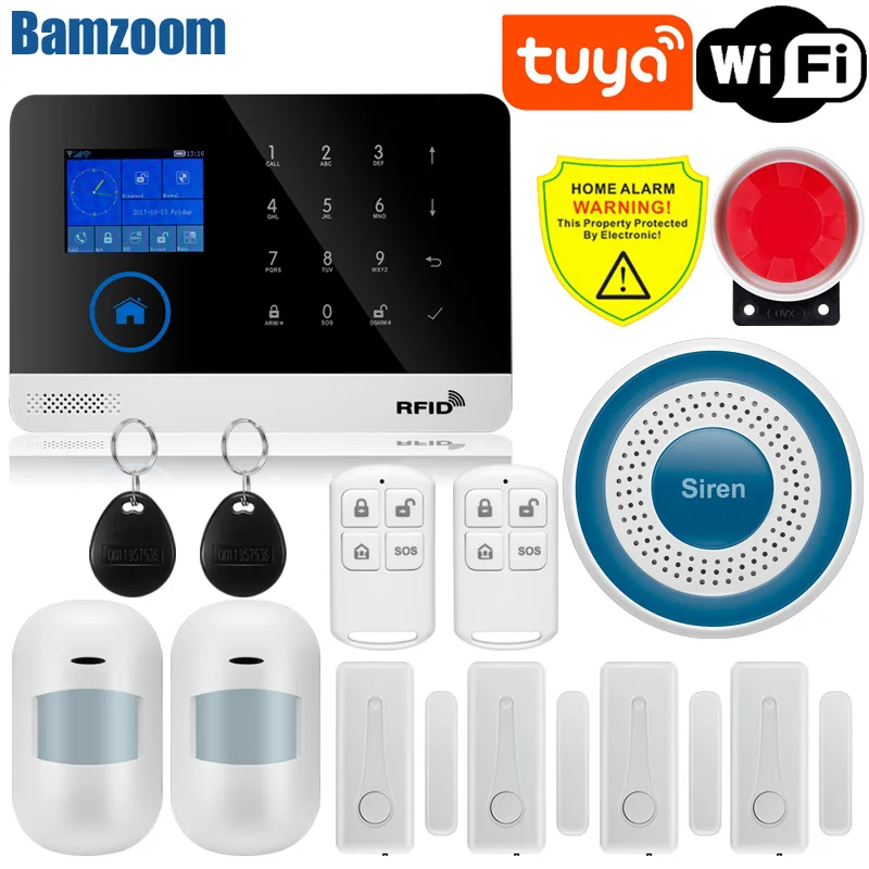 Tuya Wifi GSM Alarm System Wireless Detectors Alarm Smart Home APP Control English/Russian/Spanish/France/Italian ring alarm hub plus keypad Alarms & Sensors