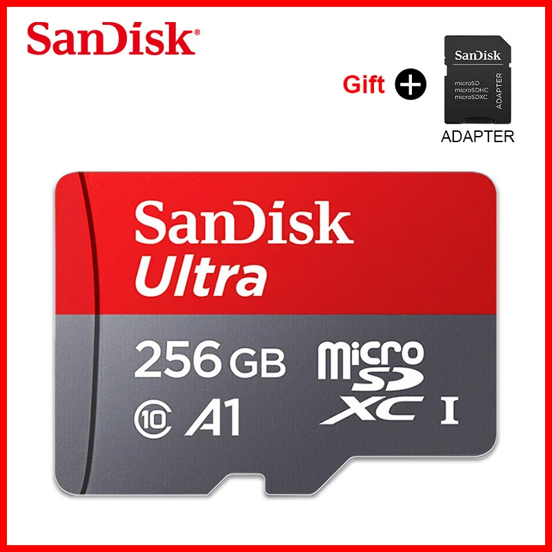 Карта памяти sandisk Ultra Micro SD, 400 ГБ, 256 ГБ, 200 ГБ, 128 ГБ, 64 ГБ, TF карта, 32 ГБ, 16 ГБ, карта Micro SD, Подарочный адаптер cartao de memoria - Емкость: 256GB