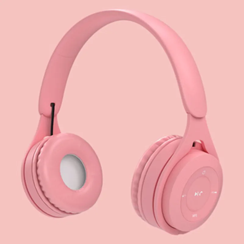 Headphones Macaron Color Hifi Music Auto Pairing Earphones Bluetooth-Compatible Wireless Can Inserted TF Card Blue Pink Headsets |