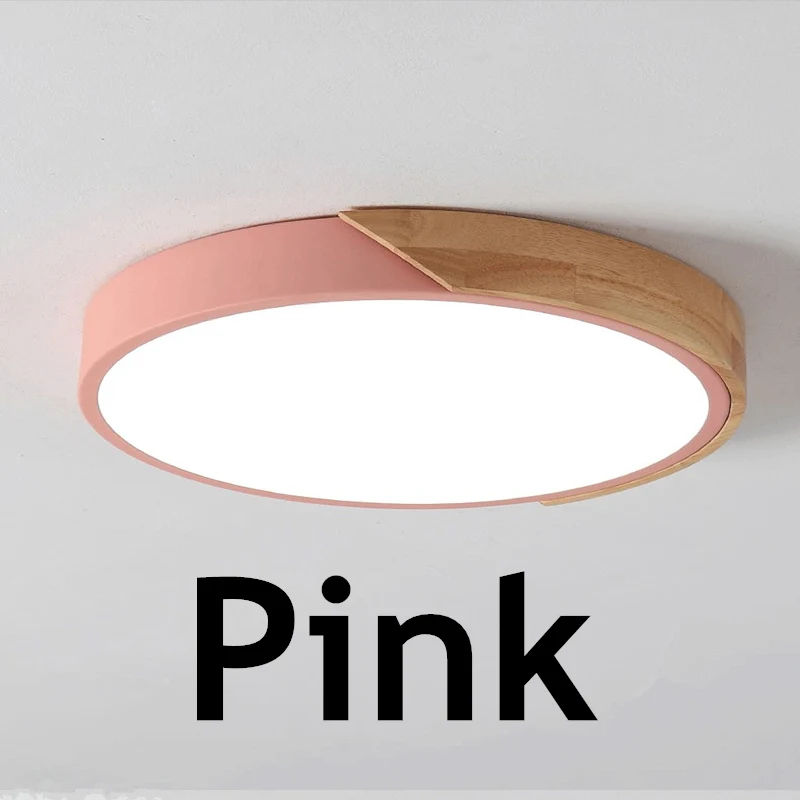 Modern Acrylic Ceiling Lights Nordic Minimalism Wooden Cafe Kitchen Ceiling Lamp Dinning Room Ceiling Light Lustre Room Lighting - Цвет корпуса: pink