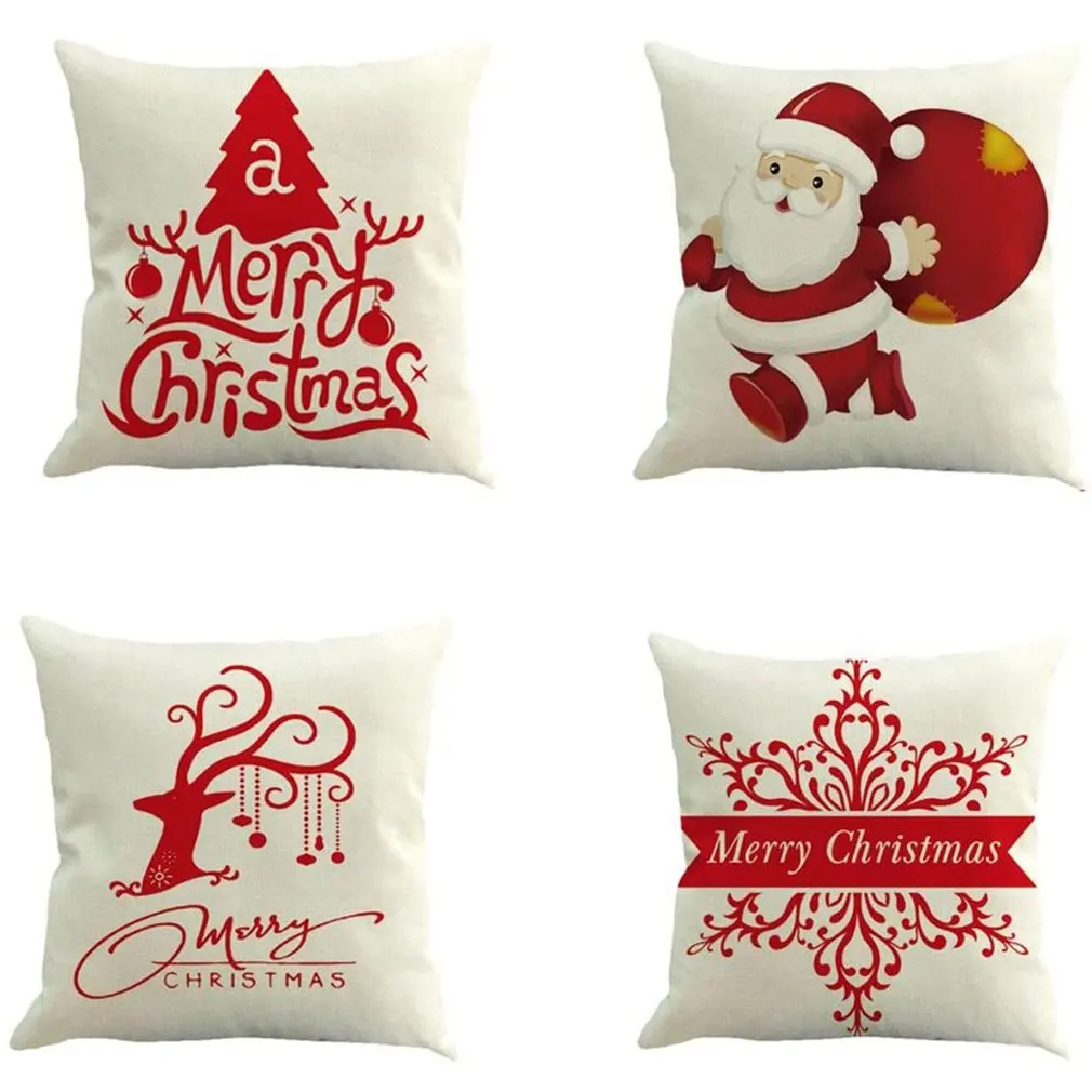 

Christmas Pillowcase Christmas Pattern Printed Sofa Pillow Cover Pillow Decoration Case Linen Cushion Cover 45X45cm For Home Car
