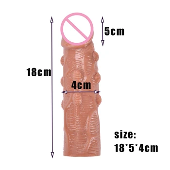 18Cm Realistic Penis Extender Sleeve Reusable Condom Massager Penis Enlargement Condom Delay Ejaculation Intimate Goods 2