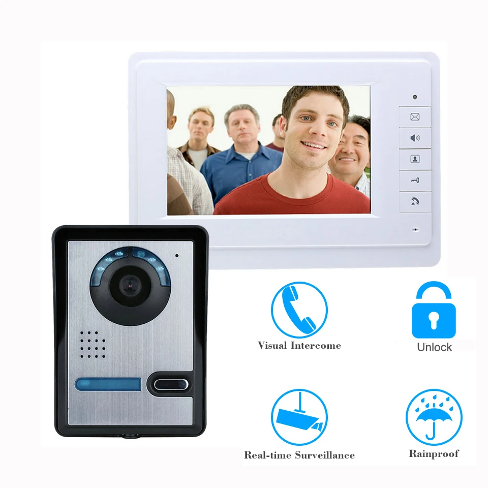 

Home Video Doorbell HD Security Camera 4-wired 7inch Video Door Phone Intercom Kit Night Vision Doorbell Video Peephole