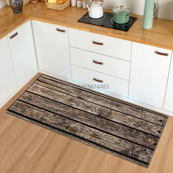 

Modern Kitchen Mat Bedroom Entrance Doormat Wood grain Home Hallway Floor Decoration Living Room Carpet Bathroom Anti-Slip Rug