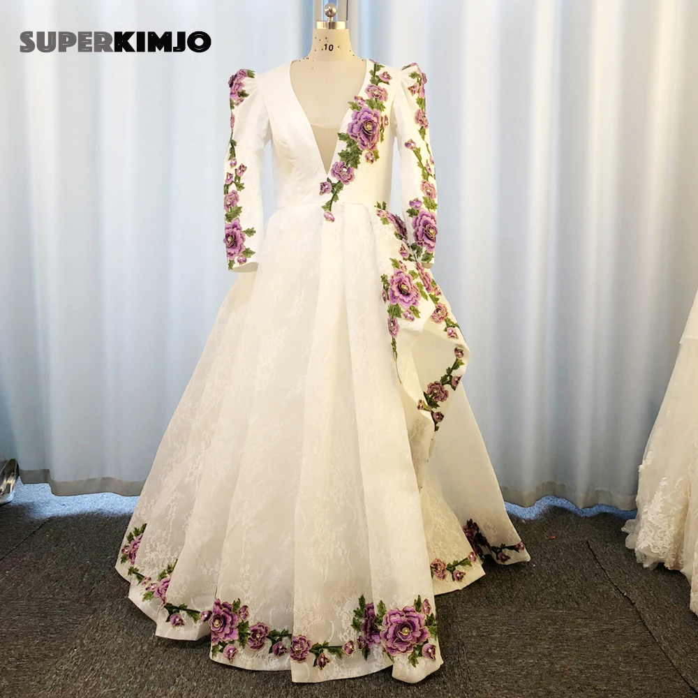 SuperKimJo Gala Jurken кружевные платья на выпускной с аппликацией длинным рукавом V