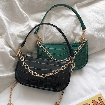 

Underarm Baguette bag for women 2020 minority French Retro chain hand Bill of lading shoulder croc bag