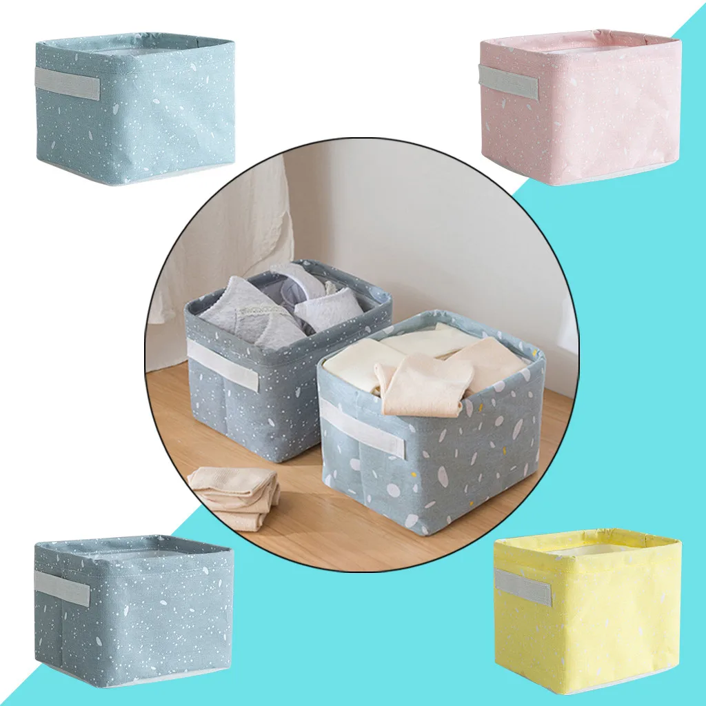 

Fabric Basket Box Storage Ornaments Linen Cosmetic Case Desktop Stationery Container Laundry Basket Home Organizer