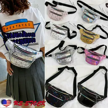 

Women Fashion Print/Solid Color Waist Pack Pouch Club Travel Sport Belt Hip Chest Bags Crossbody Shoulder Purse