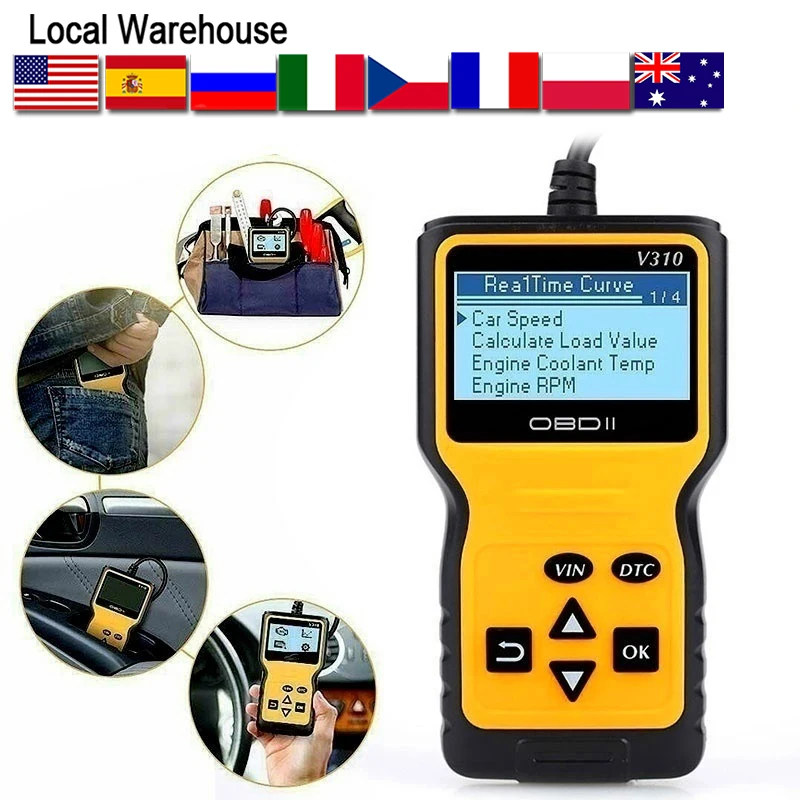 OBD2 V310 OBD считыватель кодов неисправностей сканер OBDII/EOBD считывание DTC 2