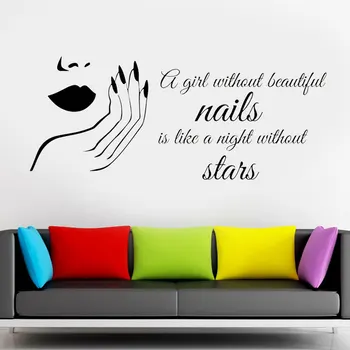 

Beauty Girl Nail Salon Wall Sticker Fashion Manicure Makeup Quote Vinyl Wall Decals Interior Decor Girls Room Murals 4516