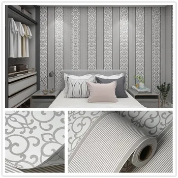 

Damask Flocking Non woven Wallpaper European Style self adhesive 3D wallpaper For Home Decoration Living Room Bedroom Wall Decor