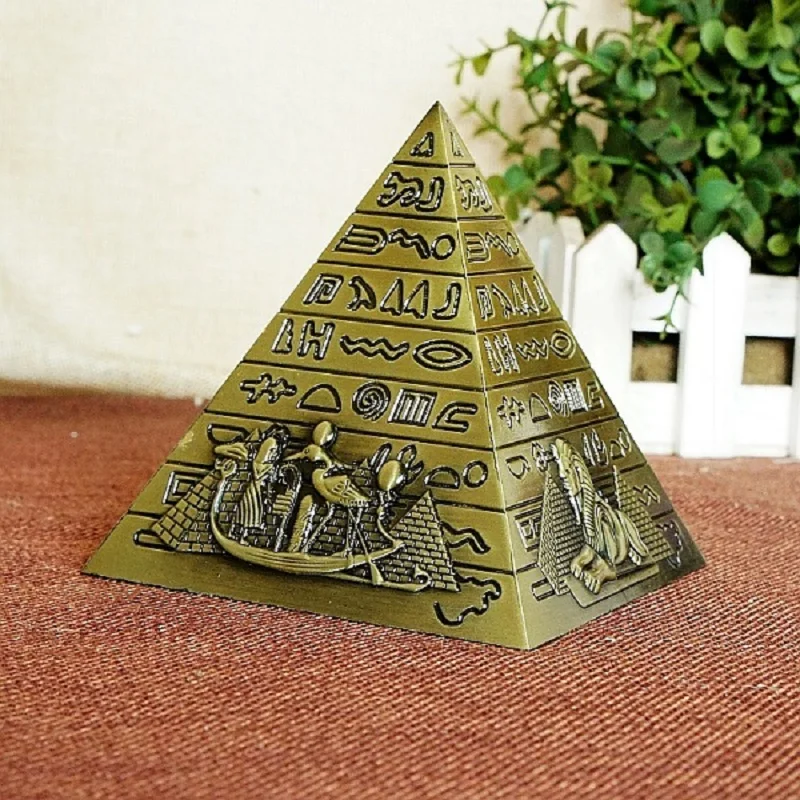 Egyptian Metal Pharaoh Khufu Pyramids Figurine Pyramid Building Statue Miniatures Home Office Desktop Decor Gift Souvenir|souvenir gift|souvenir