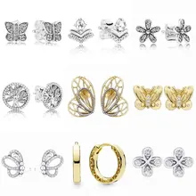 Классические Красивые серьги-бабочки в форме клевера с надписью «Wish Lucky In Love», 925 пробы серебряные серьги для женщин, вечерние ювелирные изделия в европейском стиле «сделай сам»