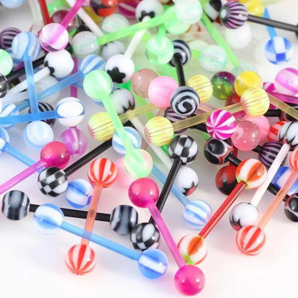 5pcs New Style Soft Bar Tongue Piercing Tongue Ring Barbell Acrylic