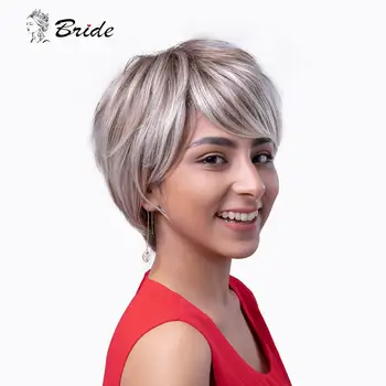 

BRIDE Afro Wigs Short Synthetic Wigs For Black Women Extensions Black Wig Closure With Bangs for Party or Daily Use With Cap