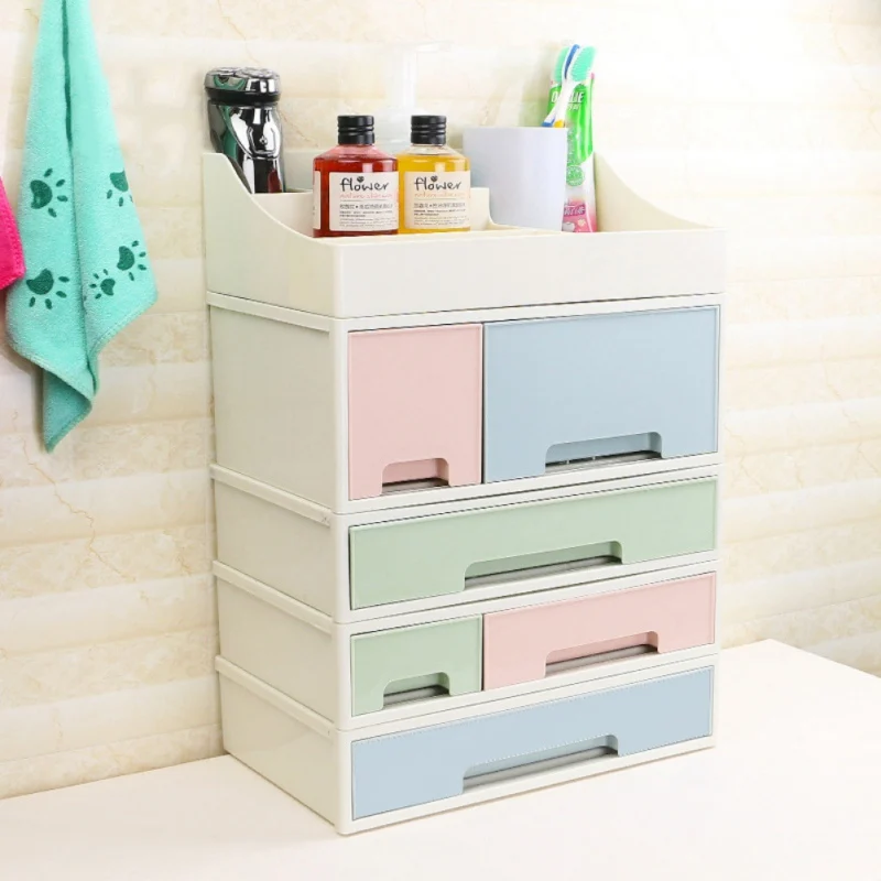 

Household Durable Storage Box Stackable Cosmetic Debris Organizer Box Drawer Storage Cabinet Desktop Finishing Boxes