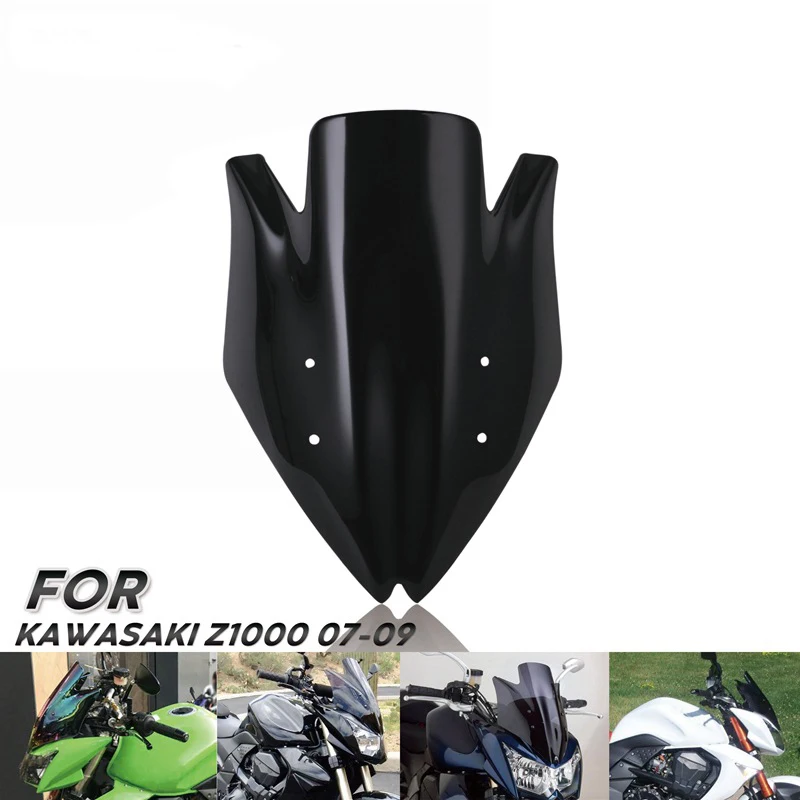 For Kawasaki Z1000 2007 2008 2009 z1000 Z 1000 z Windshield WindScreen Double Bubble Black Motorcycle Accessories | Автомобили и