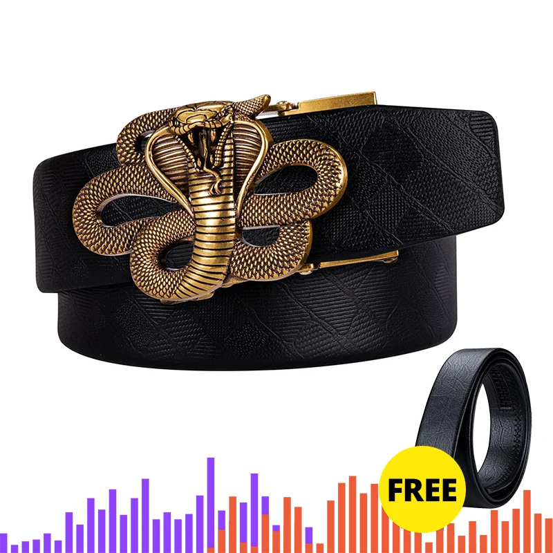 

Hi-Tie Brand automatic buckle men's belt alloy buckle trouser belt buckle head golden Snake Lion buckle luxury fashion Belts