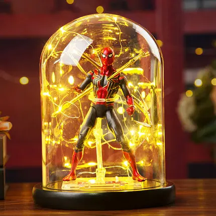 

[New] The Avengers 4 Marvel Heroes Spider-Man figure model Action Figure Lighting Room decoration toys baby kids best gift