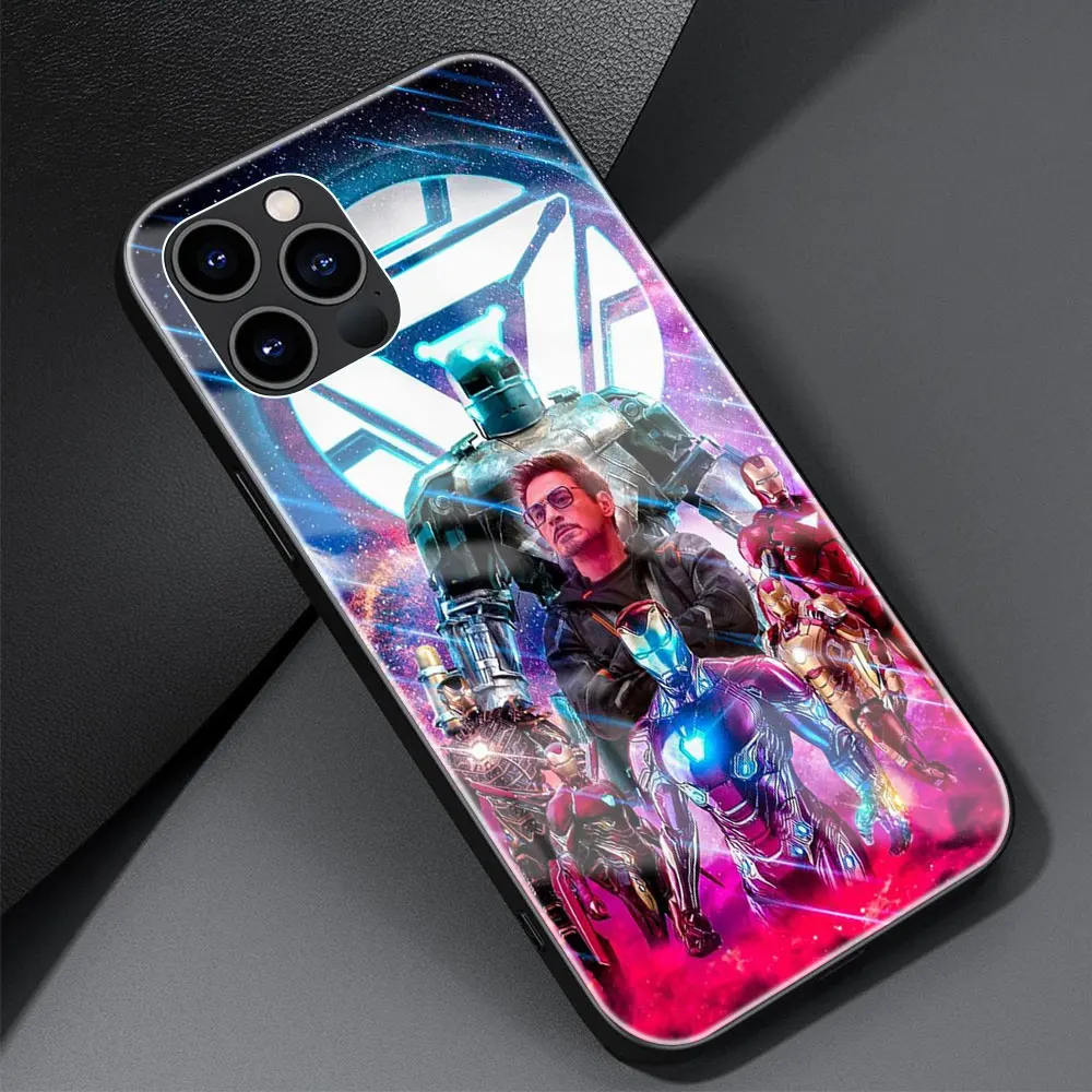 thumbnail image 1 of Funda de cristal templado Iron Man para iPhone, carcasa de Marvel para Apple 11, 12, 13, 14, 15 Pro Max, 7, 8 Plus, X, XS, XR, 1 of 5