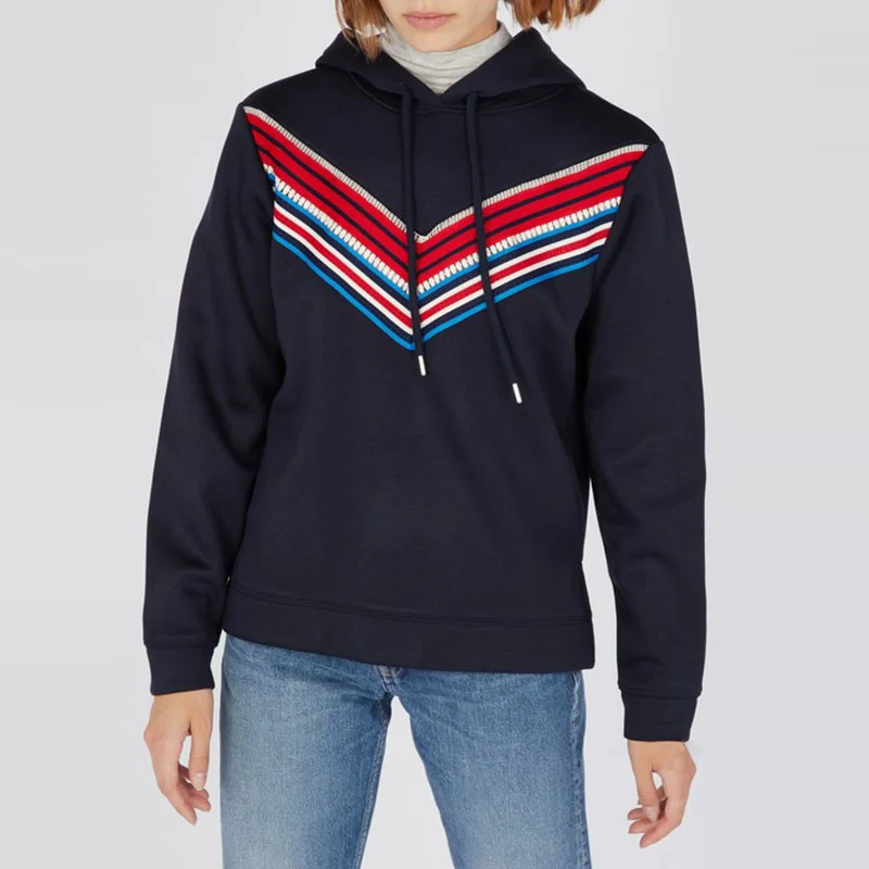 

Elfbop Ladies Contrast Striped Knitted Sweatshirt Hoodies - Women Fashion Casual Hooded Pullover Top