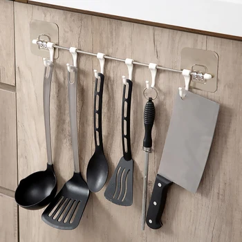 

6 Hook Practical Cupboard Home Organizer Storage Rack Pantry Chest Tools Towels Hanger Wardrobe Towel Rack Storage Shelf Gadget