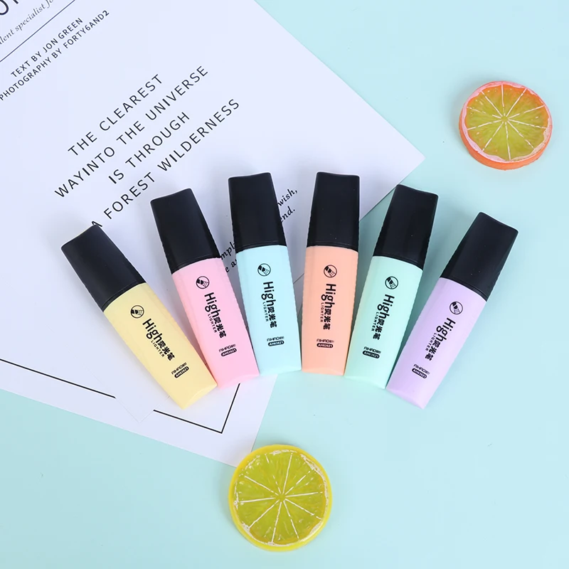

6 Colors Mini Colorful Highlighters Pastel Markers Single Text Focus Marker Pens for School Office