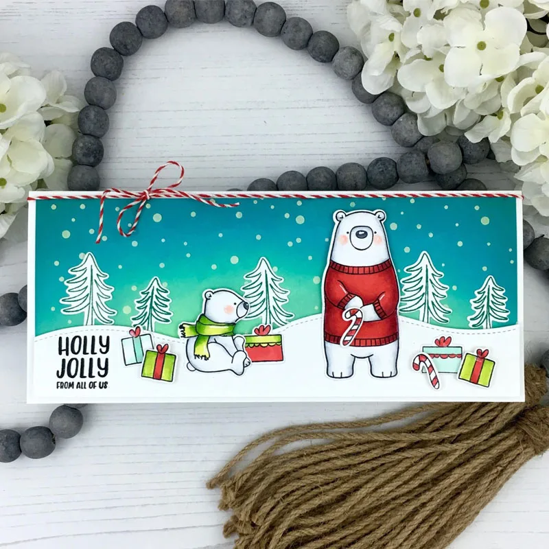 Christmas Bear winter Clear Stamps Coordinating dies for DIY Scrapbooking Craft Cards Transparent Stempels New Silicone Seal