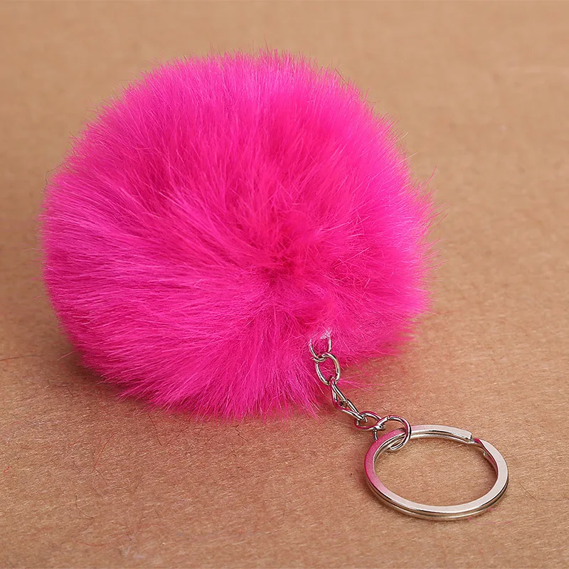 8cm Faux Rabbit Fur Ball Keychain Fur Pom Pom Keychains Llaveros Portachiavi Fluffy Keychain Porte Clef Porte Clef Pompom De