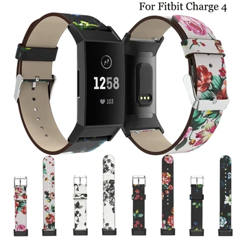 

Retro fashion Leather Printed Strap For Fitbit Charge 4 Watchbands Accessories Bracelet Replacement For Fitbit Charge 4 band