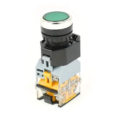 

AC 380V 10A 1NO 1NC DPST Latching Green Push Button Switch w AC 220V LED Light