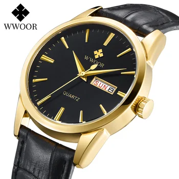 

relojes hombre 2020 New Fashion Leather Watch For Men WWOOR Top Brand Mens Business Quartz Date Clock Waterproof Wrist Watch Man