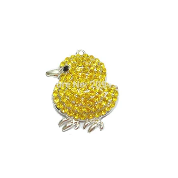 

New ! 47mm*43mm 10pcs/lot Yellow Chicken Rhinestone Pendants