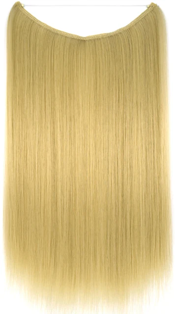 TOPREETY Heat Resistant Synthetic Hair 100gr Silky Straight Elasticity Invisible Wire Halo Hair Extensions 8006 22-613