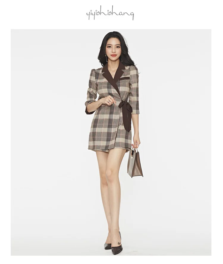 Fall Jumpsuits Romper Playsuit Half Sleeve Plaid Jumpsuit Lady Body One Piece Pants Office Mujer Workout Clothes for Women