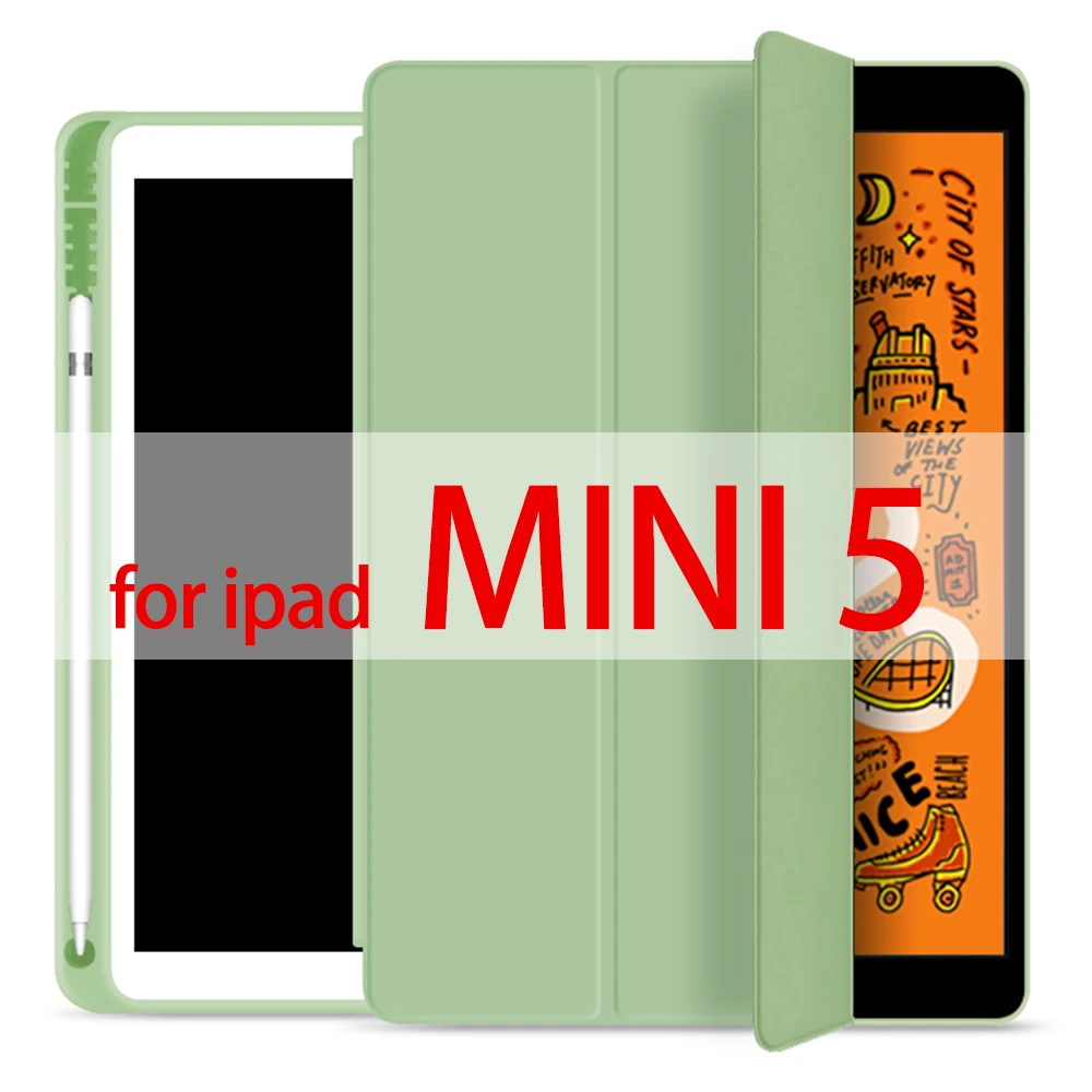 Чехол для Ipad чехол для Ipad Air 10,5 дюймов / Новинка с держателем для карандашей кожаный чехол для IPad MINI 5 Чехол Pro 11 - Цвет: Matcha green mini5