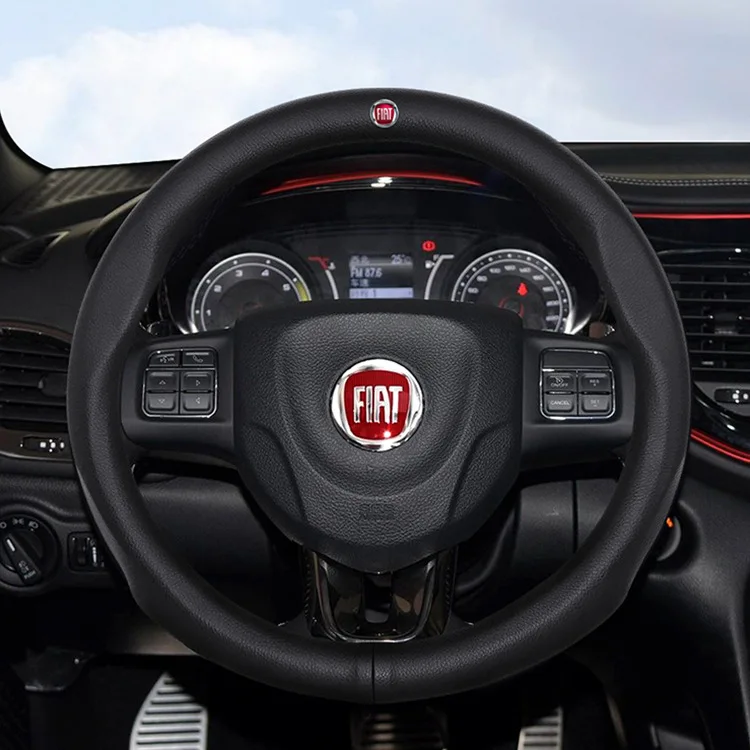 

Leather Steering Wheel Cover Fiat Tefei Xiang Ottimo Yue Fei Yue Bravo 500 Piron Cowhide Grip Cover