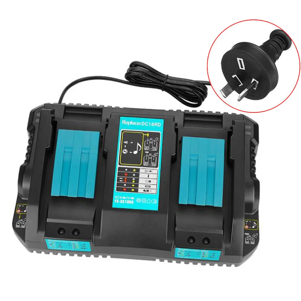 

For Makita DC18RD Li-ion 14.4V-18V Dual Twin Port Battery Charger 120W Fast Fit For Makita BL1415, For BL1420, For BL1815