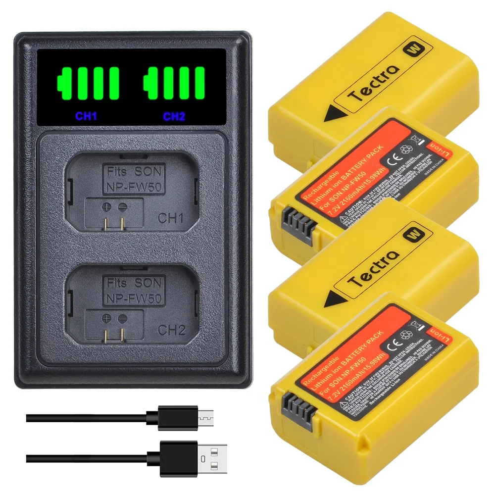 Np-Fw50 Batterie + Caricabatterie Compatibile Con Sony A5000, A5100, A6000, A6300, A6500, A7, A7 Ii, A7R. A7R2, A7S, A7S Ii, Dsc-Rx10S