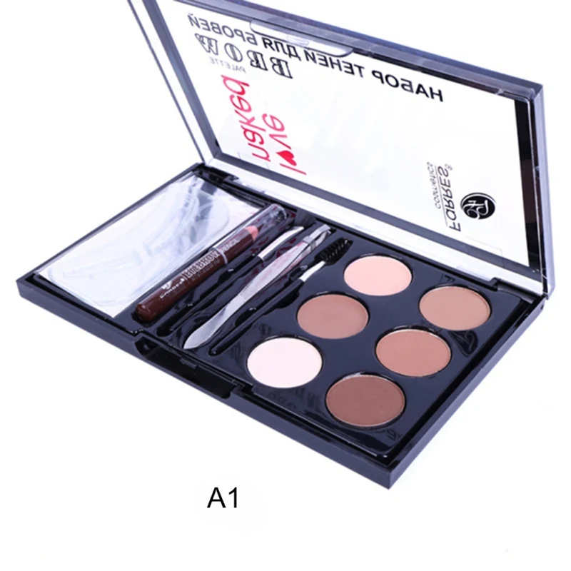 6 Colors Eyebrow Powder With Eyebrow Brush Spiral Head Eyebrow Brush Long-lasting Waterproof Eyebrow Makeup Set