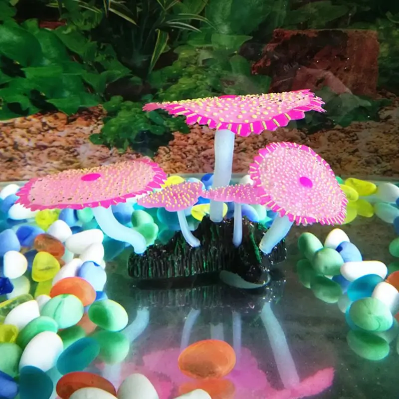 Красный Имитация растений светящаяся звезда точка Anemone подводный мир небольшой Пейзаж украшения для аквариума 090C - Цвет: Красный