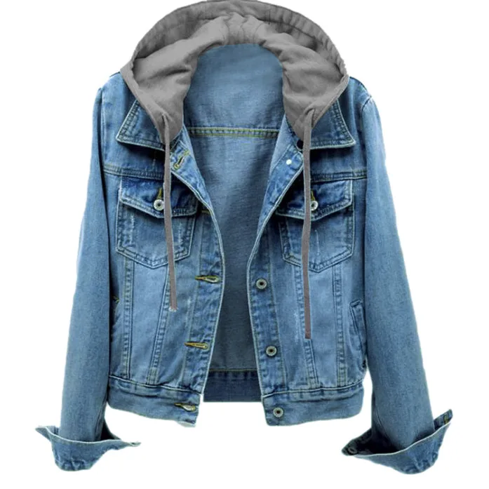 

Women Frayed Denim Bomber Jean Jacket Basic Button Up Lady Casual Vintage Outwear Autumn Female Fashion Coat Streetwear#J30
