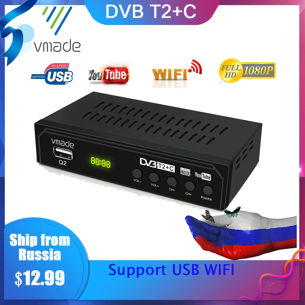 

Vmade HD 1080P DVB T2 Terrestrial receiver TV Box Dvb-t2+C Tuner Receiver DVB T2 Decoder H.264 support youtube USB WIFI TV BOX