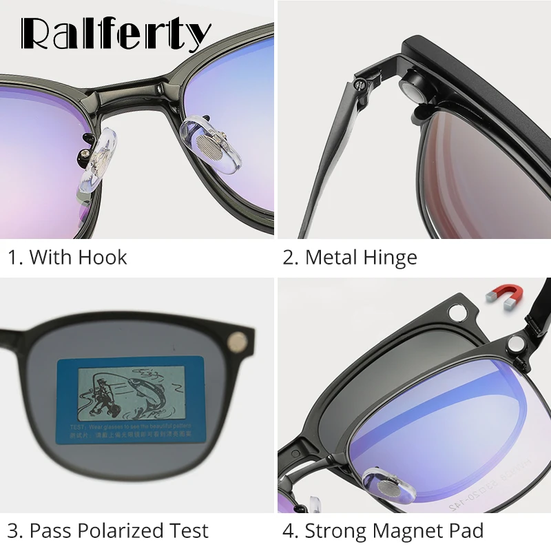 Ralferty поляризованные солнцезащитные очки с магнитным зажимом, очки по рецепту, очки для близорукости, мужские очки для вождения, оптические очки, таможня Z938