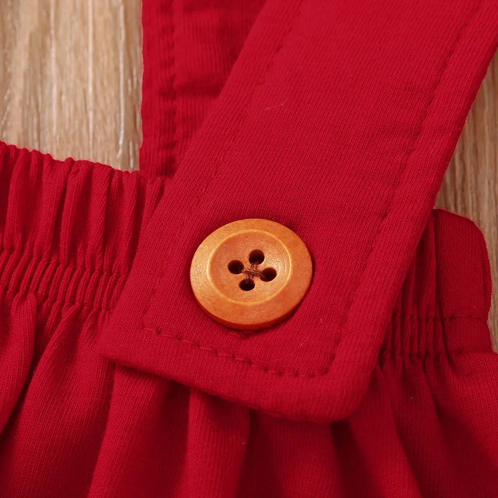Детская одежда комплект из двух предметов, одежда для девочек roupa infantil, красные Топы в горошек с сердечками, юбки на подтяжках