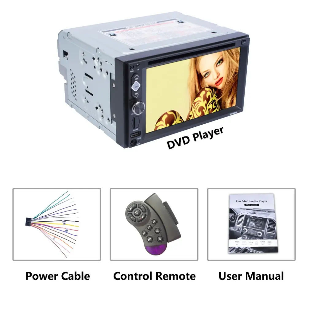 

Touch Screen 6.2 Inch 2DIN Car DVD Player GPS Navigation Stereo Radio Support TF USB Multimedia Player with Remote Control