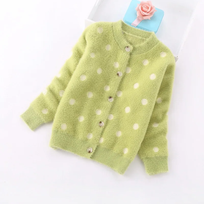 Новые модные свитера для девочек, вязаные кардиганы для детей 2-10 лет, одежда для детей - Цвет: Зеленый