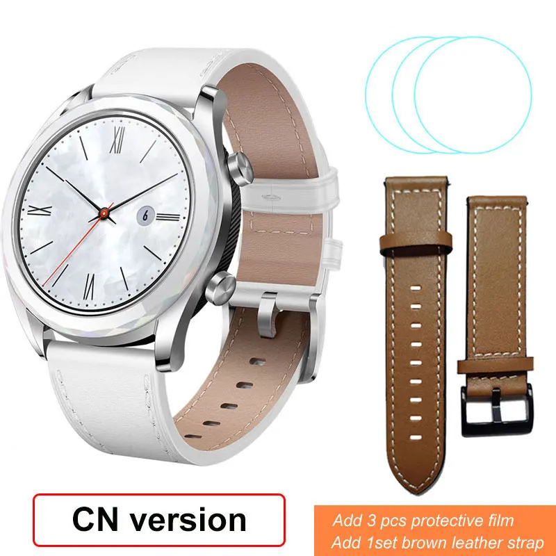 whiteAddBrownStrap Смарт-часы huawei GT, фитнес-трекер, шагомер, 1,39 дюймов, gps, водонепроницаемые, для телефонных звонков, трекер сердечного ритма для Android iOS - Цвет: whiteAddBrownStrap